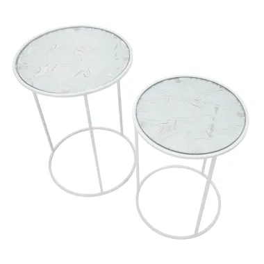 Stoliki WHITE HARTS Para 43 Ø x 60 - 38 x 55 cm